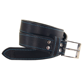 Чёрный ремень с голубыми нитками