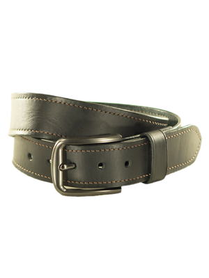 Чёрный ремень с коричневыми нитками