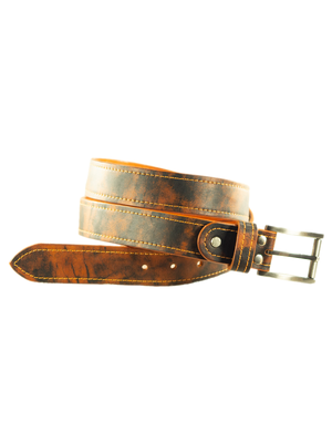 Кожаный оранжевый ремень